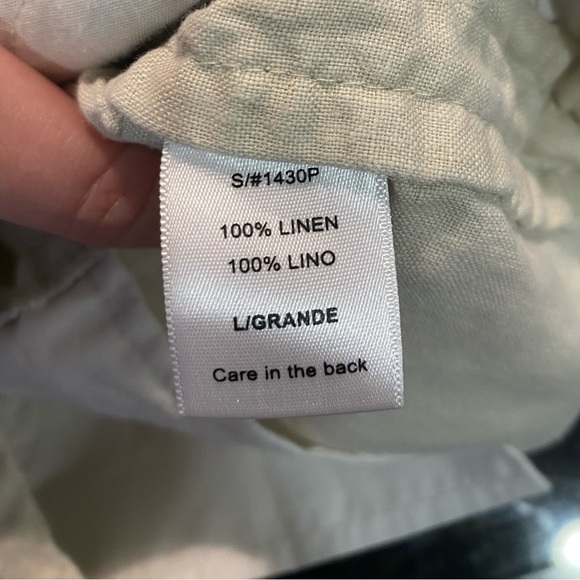 Anthropologie Cream / Beige Linen Track Short with elastic waist and tie front L - Picture 4 of 8